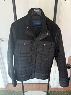 Cole Haan Multimedia Trucker Jacket - Black Quilted - Size M